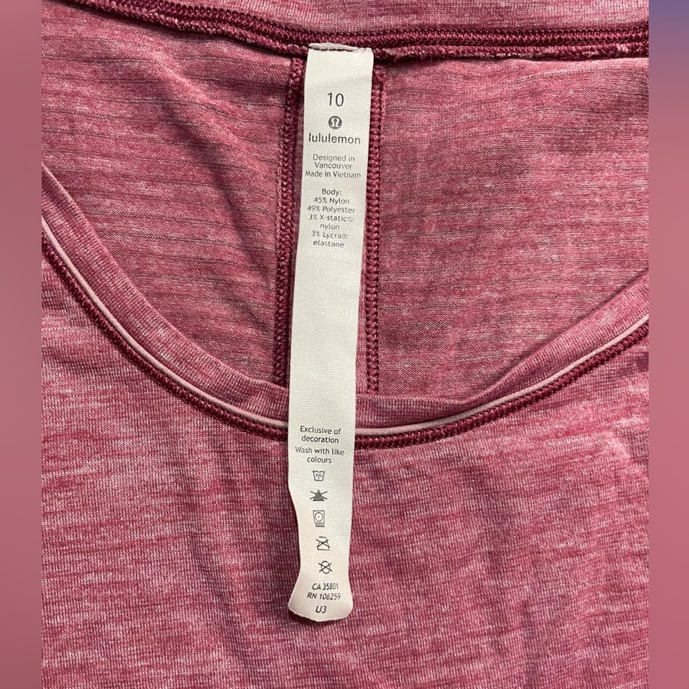 Lululemon Athletica Sweat Embrace Long Sleeve Heathered Merlot Size 10 - Picture 5 of 5